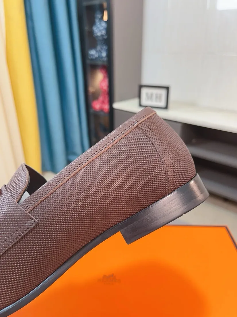 Men's shoes 💰560🌹🌹Niuli "HERMES" Hermès business leather shoes, original factory configuration, original imported cowhide upper + luxury hardware logo + fully imported original customized cowhide lining, sole: rubber wear-resistant outsole, difficult craftsmanship, original factory follow-up goods, 🔍🔍high quality code number: 38-44 45 can be customized